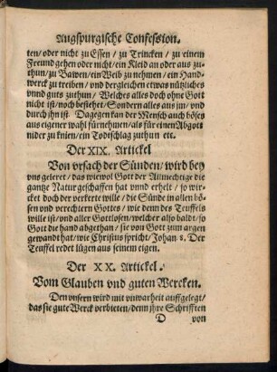 Der XIX. Artickel Von Ursach der Sünden ...