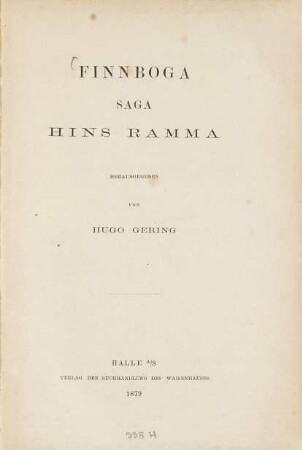 Finnboga saga hins ramma : Hins Ramma