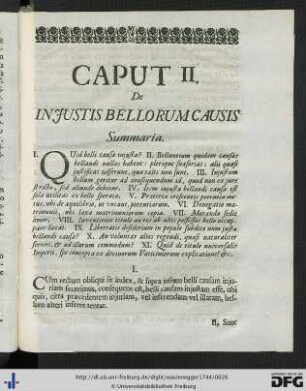 Caput II. De Injustis Bellorum Causis.