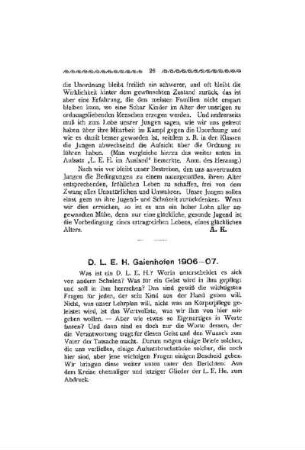 D.L.E.H. Gaienhofen 1906-1907