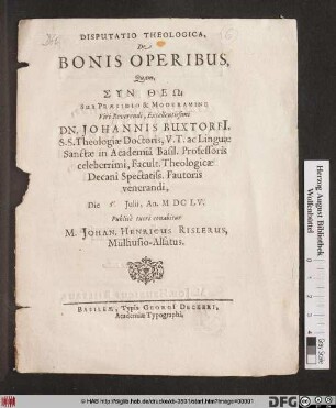 Disputatio Theologica, De Bonis Operibus