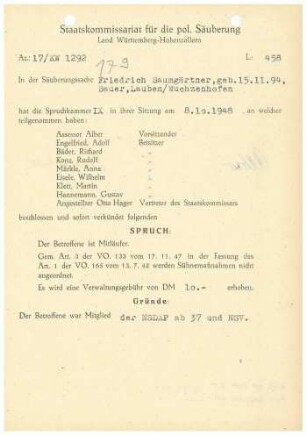 Baumgärtner, Friedrich