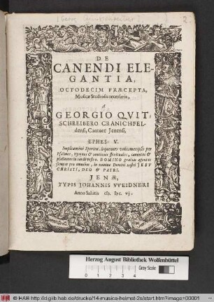 De Canendi Elegantia, Octodecim Præcepta, Musicæ Studiosis necessaria