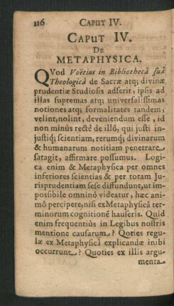 Caput IV. De Metaphysica.