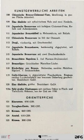 Kunstgewerbliche Arbeiten (Nr. 108-120a)