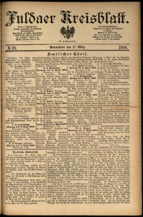 Erste Ausgabe vom Samstag, den 31. März 1900.