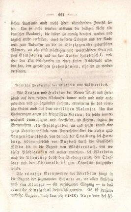 4. Römische Denkmäler bei Wirtheim und Wächtersbach.