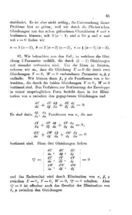 Envelope einer Curve mit k durch (k-1) Gleichungen verbundenen Parametern. Methode der unbestimmten Multiplicatoren.