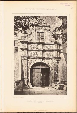 Schloss Plagwitz, Löwenberg: Ansicht Portal (aus: Denkmäler Deutscher Renaissance, hrsg. v. K.E.O. Fritsch, 4.Bd., 1891)
