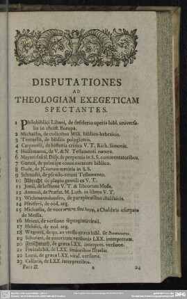 Disputationes Ad Theologiam Exegeticam Spectantes.