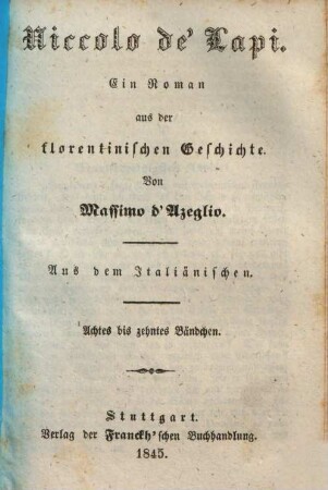 Niccolo de' Lapi : ein Roman aus der florentinischen Geschichte, 8/10