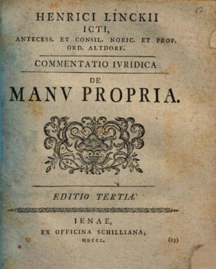Commentatio iuridica de manu propria