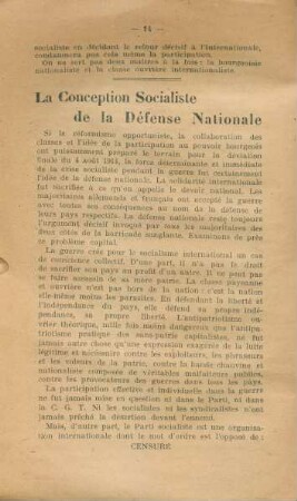 La Conception Socialiste de la Défense Nationale