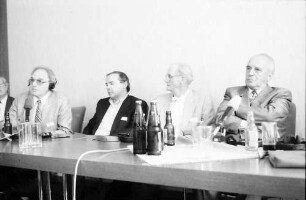 39. Tagung 1989 Chemiker; Pressekonferenz: Deisenhofer, Lipscomb, Fischer