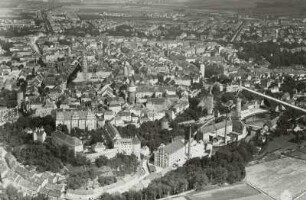 Bautzen, Stadtkern von Nordwesten, Luftbild-Schrägaufnahme