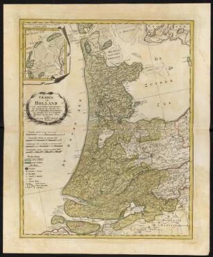 Karte der Provinz Holland, 1:290 000, Kupferstich, 1791. - Aus: Atlas mapparum geographicarum generalium & specialium Centum Foliis compositum et quotidianis usibus accommodatum - Norimbergae, 1791