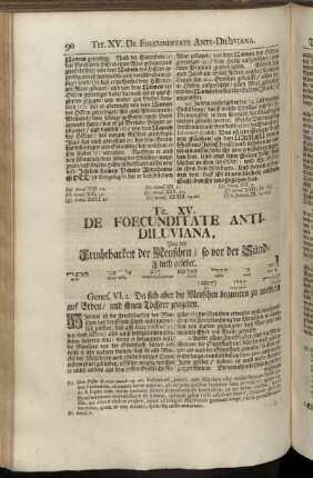 Tit. XV. De Foecunditate Anti-Diluviana = Von der Fruchtbarkeit der Menschen/ so vor der Sünd-Fluth gelebet.