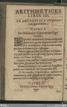 Liber III. De Arithmetica Numerorum figuratorum