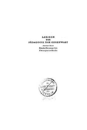 2: Kinderfürsorge bis Zwangszustände