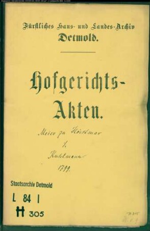 Hörstmar, Meier zu gegen Kolon Kuhlmann zu Hörstmar - Wegegerechtigkeit