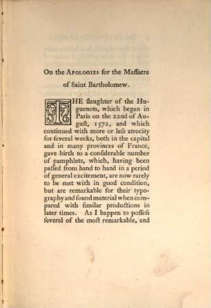 On the Apologies for the Massacre of Saint Bartholomew