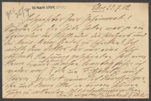 Brief an Ludwig Strecker  und B. Schott's Söhne : 22.07.1902