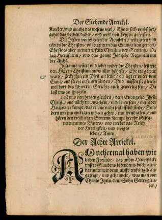 Der Achte Artickel.