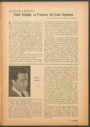 Pedro Echagüe, un precursor del teatro argentino : De Juan Manuel Mateo, especial para Máscara
