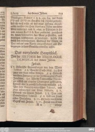 Das vierzehende Hauptstück, Von der Historie der Theologiae Talmudicae bey denen Jüden.