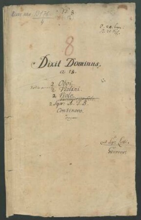 Dixit Dominus; V (5), strings, ob (2), bc; G-Dur