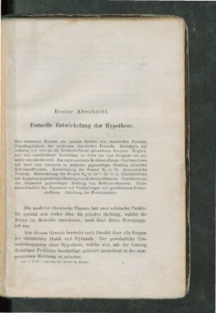 Erster Abschnitt. Formelle Entwickelung der Hypothese