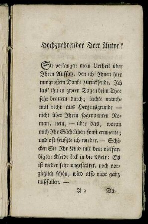 Hochzuehrender Herr Autor!