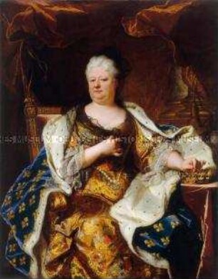 Elisabeth Charlotte (Liselotte) von der Pfalz, Herzogin von Orléans (1671-1721) mit Krone, Hermelin und Witwenschleier