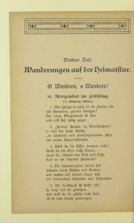 Dritter Teil. Wanderungen auf der Heimatflur