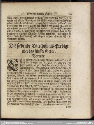 Die siebende Catechismus-Predigt, über das fünffte Gebot