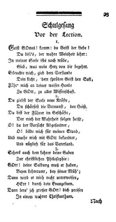 Schulgesang Vor der Lection.