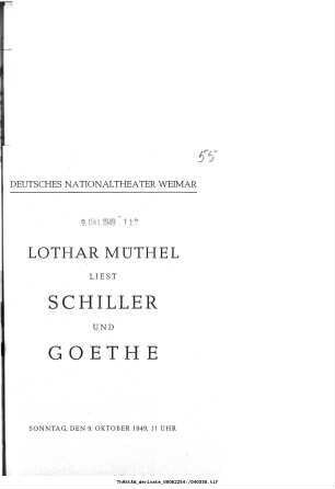 Lothar Müthel liest Schiller und Goethe