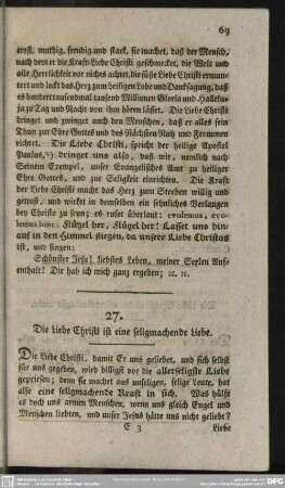 27. Die Liebe Christi ist eine seligmachende Liebe
