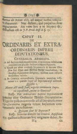 Caput. II. De Ordinariis Et Extraordinariis Imperii Deputationibus