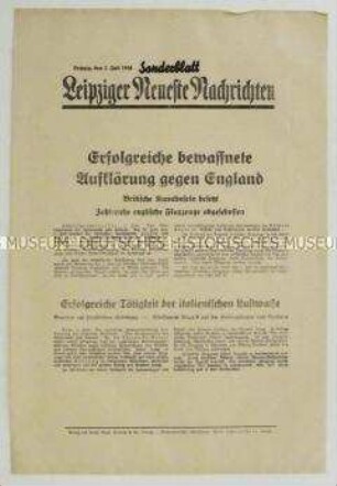 Sonderblatt der "Leipziger Neuesten Nachrichten" u.a. zur Besetzung der britischen Kanalinseln