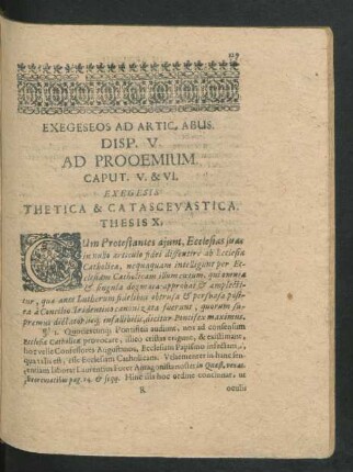 Exegeseos Ad Artic. Abus. Disp. V. Ad Prooemium Caput V. & VI. Exegesis Thetica & Catasceuastica.