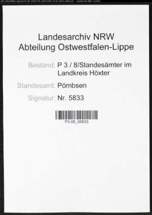 Sterberegister Standesamt Pömbsen