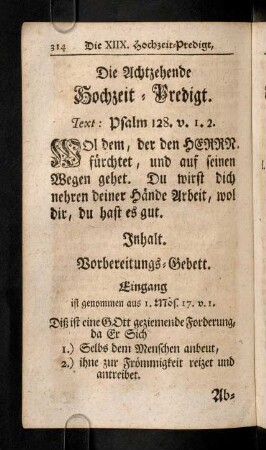 314-319, Text; Inhalt; Vorbereitungs-Gebet; Eingang
