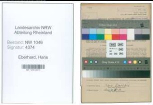 Entnazifizierung Hans Eberhard , geb. 04.02.1901 (Molkereiarbeiter)