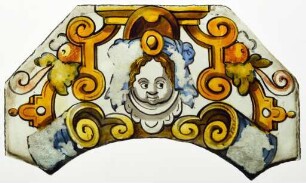 Fragment Glasmalerei mit Puttengesicht