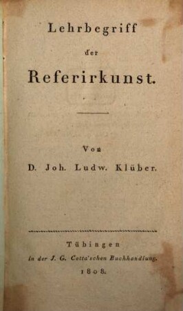 Lehrbegriff der Referirkunst