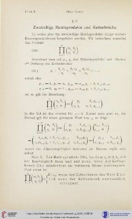 § 5. Zweireihige Matrixprodukte und Kettenbrüche