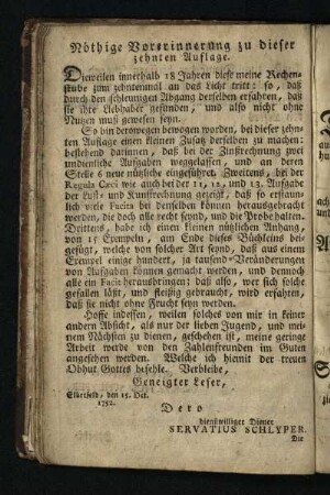 Noethige Vorerinnerung zu dieser zehnten Auflage