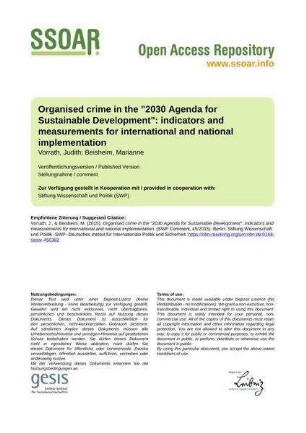 Organised crime in the "2030 Agenda for Sustainable Development": indicators and measurements for international and national implementation