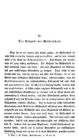 IV. Die Aufgabe der Wissenschaft.